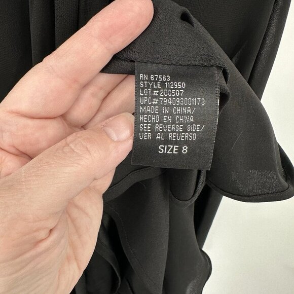 vintage 90s Y2K COCKTAIL DRESS beaded chiffon party evening lbd v neck black 8 - Picture 6 of 7